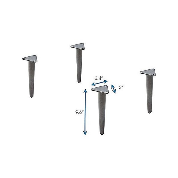 Lorell Contemporary Collection Metal Base Legs (4), Gray 4.5" x 9.8" x 1.5" - Picture 3 of 7